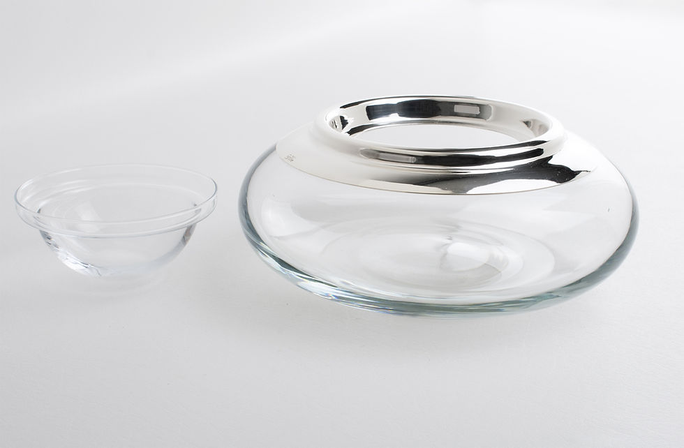 Thumbnail: Silver Plate and Crystal Caviar Bowl Dish Server by Vetrerie di Empoli