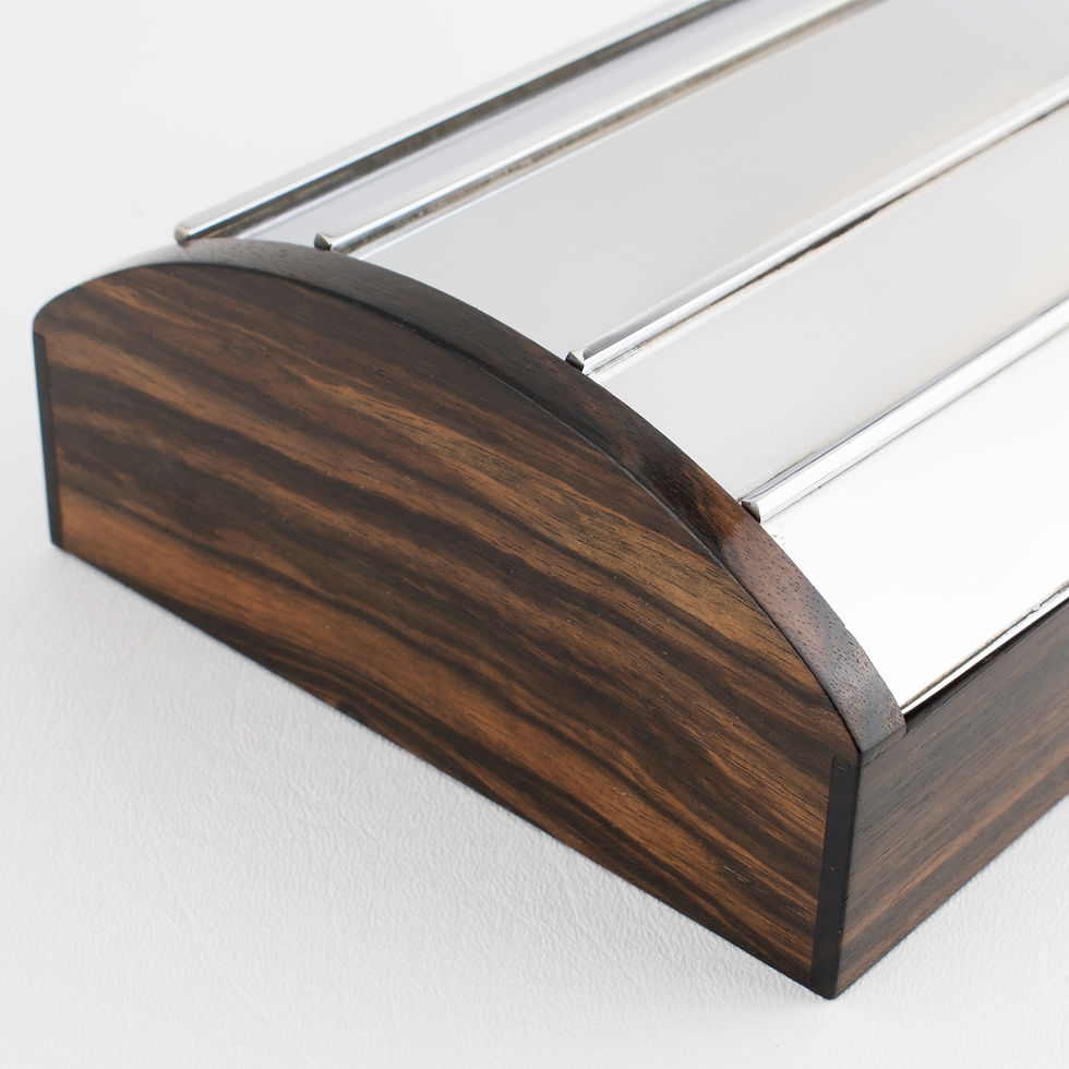 Thumbnail: Maison Desny Style Art Deco Modernist Box, Macassar Wood and Chrome