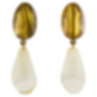 Dominique Denaive Paris Gold and Champagne Resin Dangle Clip Earrings