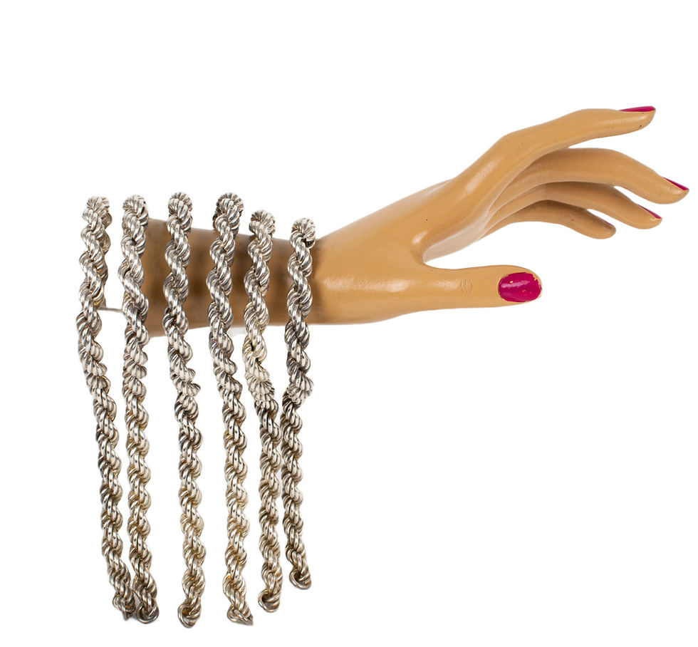 Thumbnail: Mercedes Robirosa Massive Silver Plate Chain and Charm Cuff Bracelet