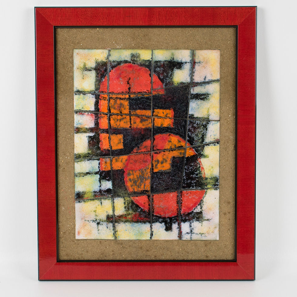 Thumbnail: Modernist Abstract Enamel Plaque Painting, Brutalist Design, circa 1960, Framed