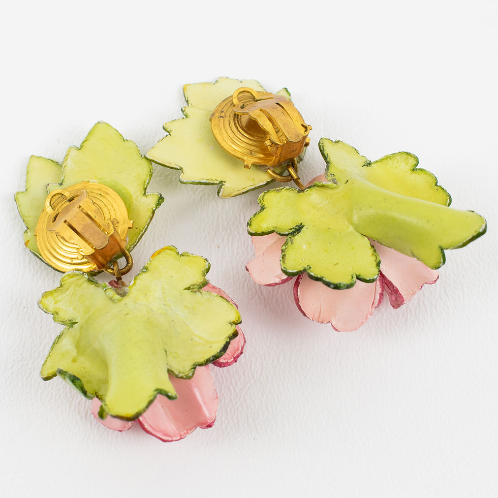 Thumbnail: Francoise Montague Paris Clip Earrings Resin Hibiscus Flower