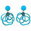 Thumbnail: Cilea Paris Dangle Turquoise Resin Clip Multi-Loops Earrings