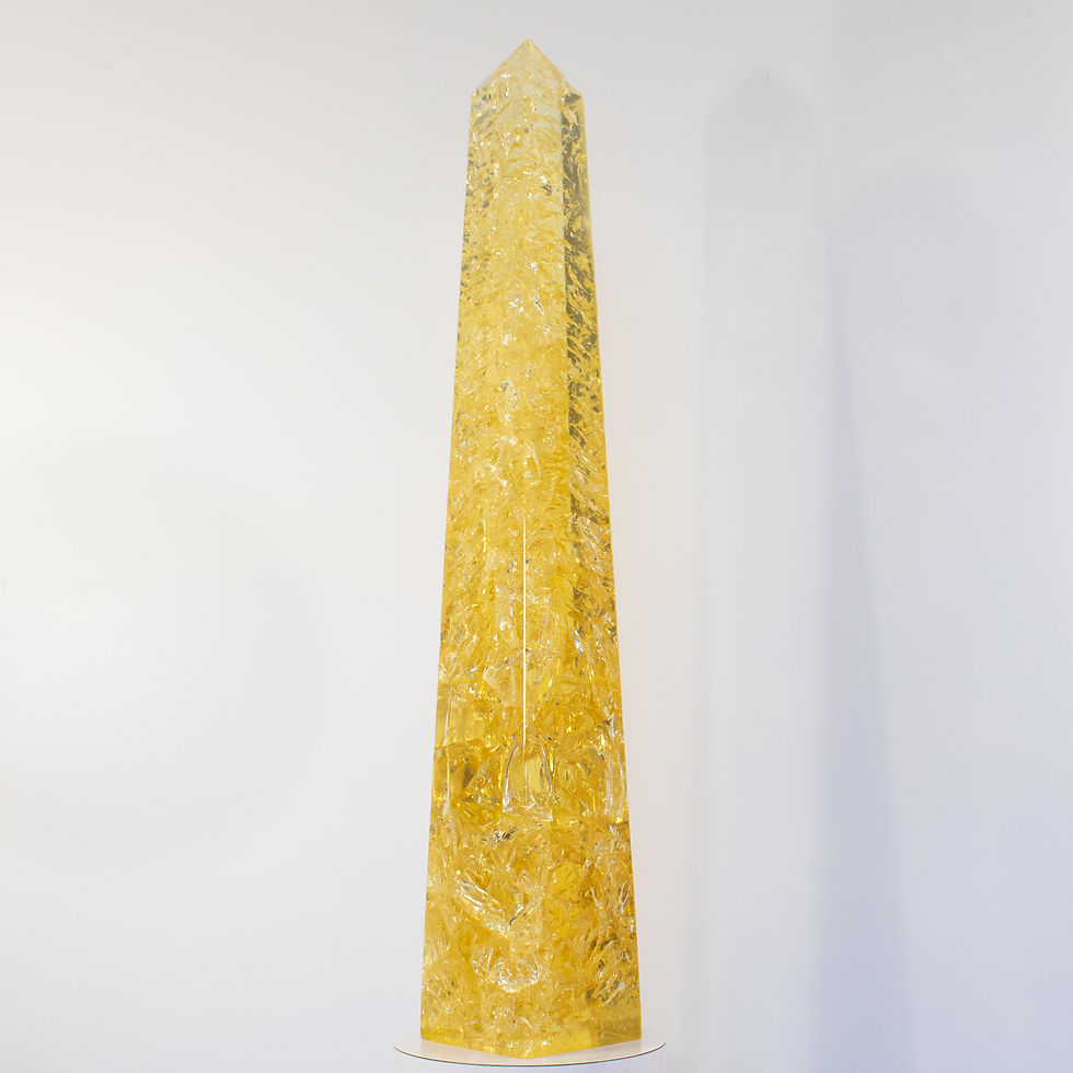 Thumbnail: Yellow Fractal Resin Obelisk by Pierre Giraudon, circa 1970