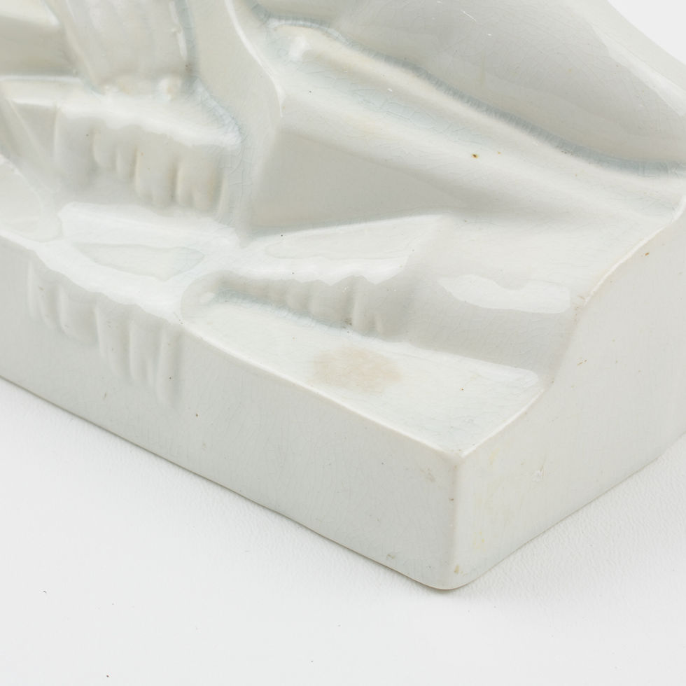 Thumbnail: Onnaing Art Deco Crackle Ceramic Seal Sculpture Bookends