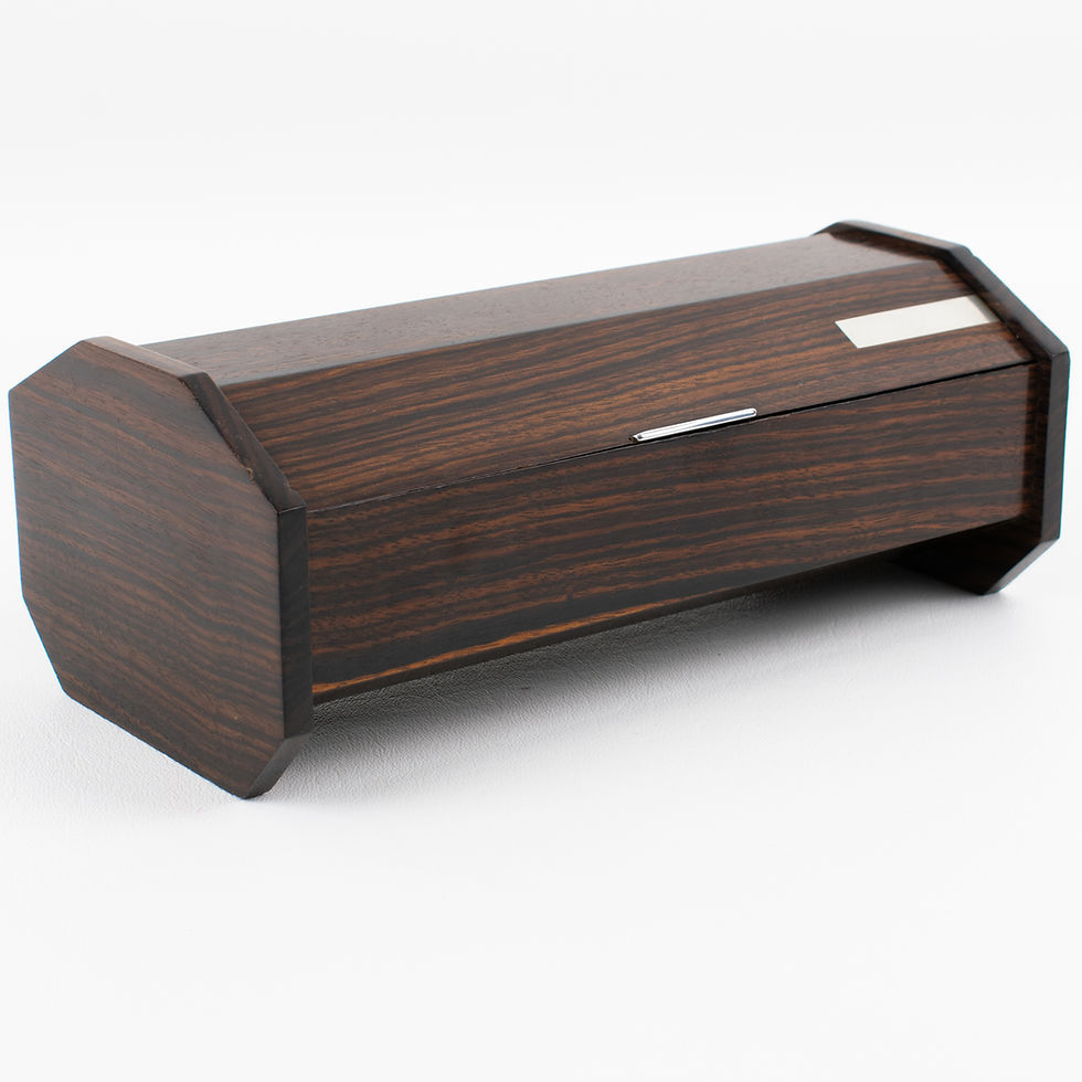Thumbnail: Maison Desny Style Art Deco Modernist Box Macassar and Chrome
