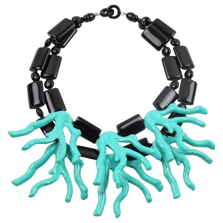 Angela Caputi Blue Faux-Coral Resin Choker Necklace