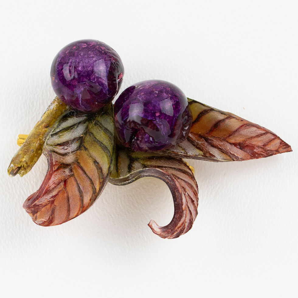 Thumbnail: Cilea Paris Resin Pin Brooch Purple Berries