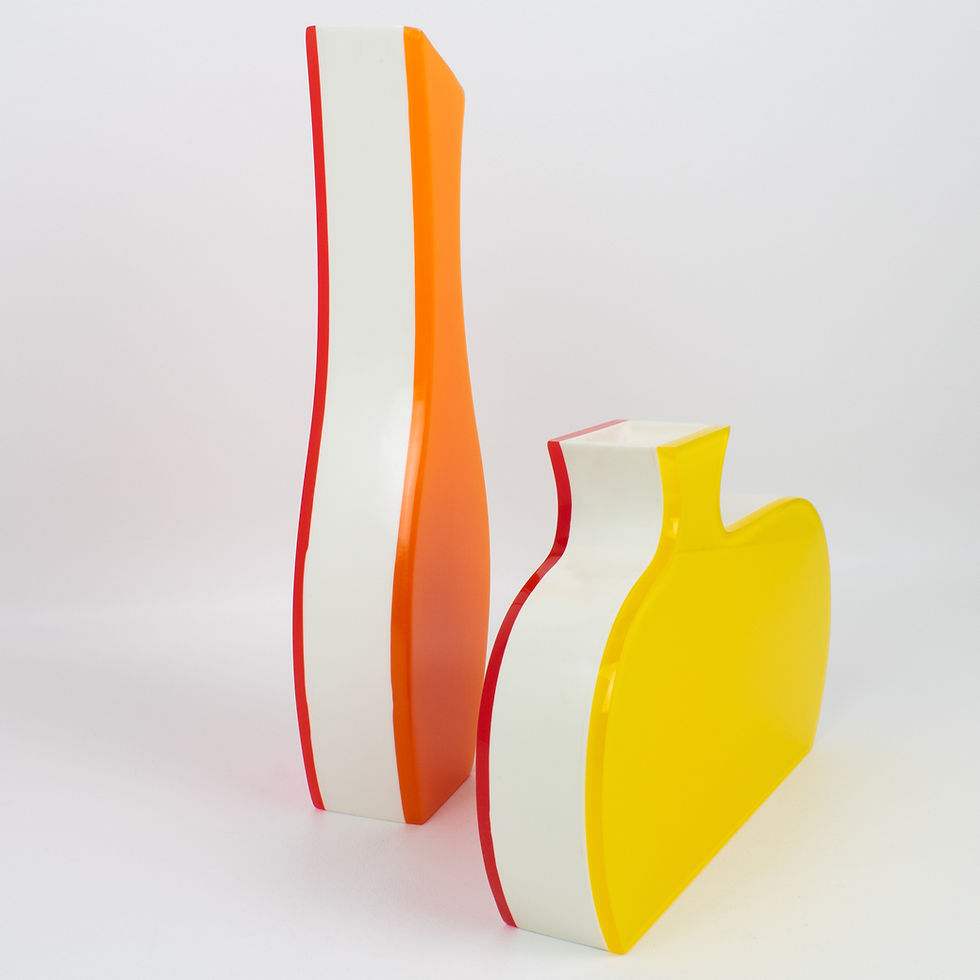 Thumbnail: Villeroy & Boch Neon Color-block Lucite Vase, a pair, circa 1990