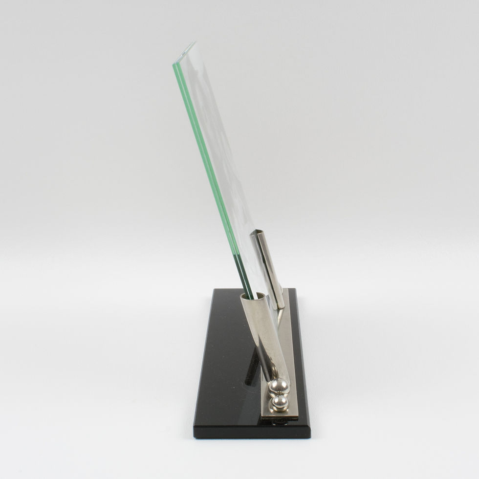 Thumbnail: Art Deco Picture Frame Black Opaline Glass and Chrome
