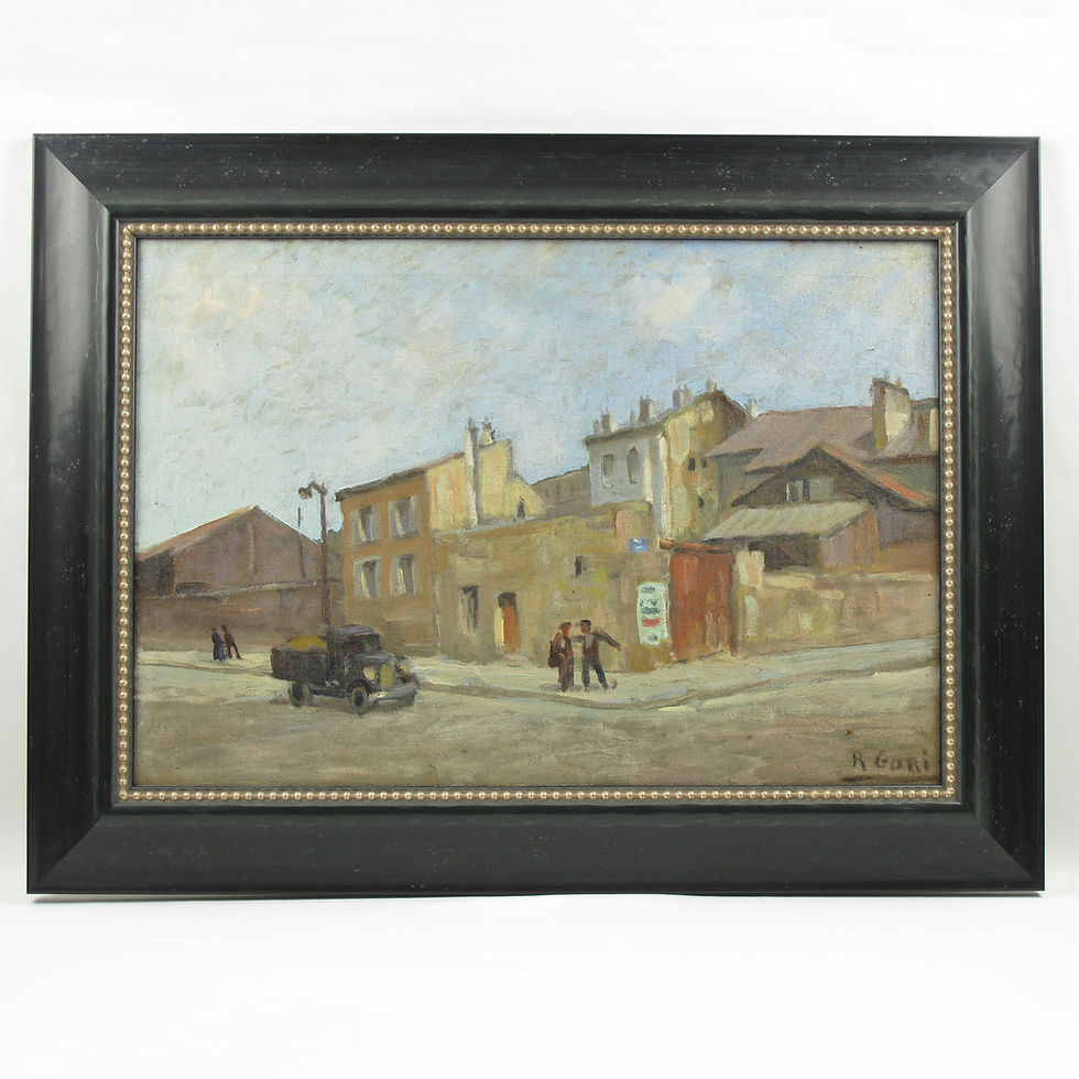 Thumbnail: French Animated Street Scene Oil on Canvas Painting by Renzo Gori