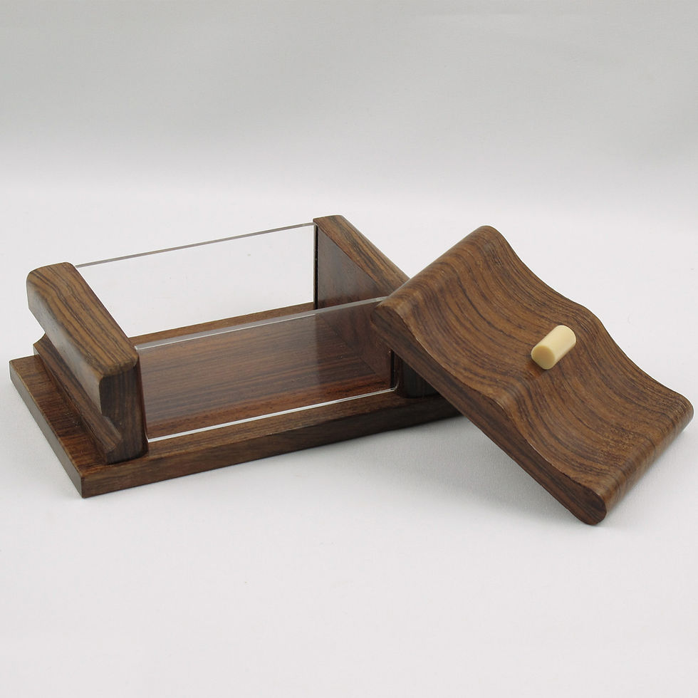 Thumbnail: Art Deco Geometric Wood and Lucite Box, France 1940s
