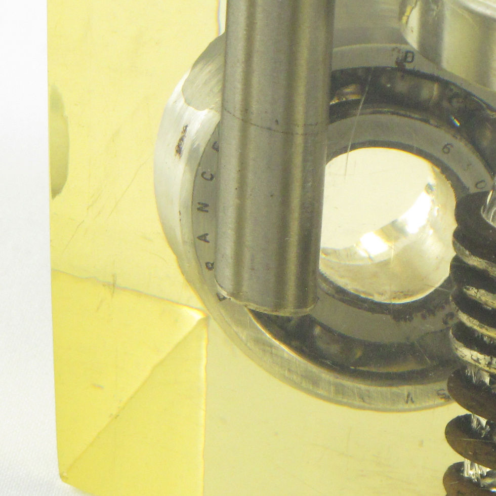 Thumbnail: Pierre Giraudon Resin Cube Sculpture Paperweight with Car Parts Inclusions