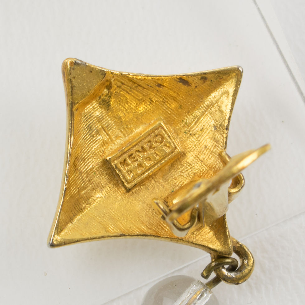 Thumbnail: Kenzo Paris Gilt Metal Four-Leaf Clover Dangle Clip Earrings