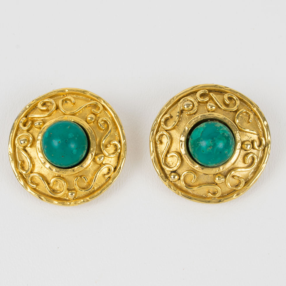 Thumbnail: Edouard Rambaud Paris Clip Earrings with Turquoise Resin Cabochon