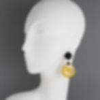 Angela Caputi Marigold and Black Resin Dangle Pierced Earrings