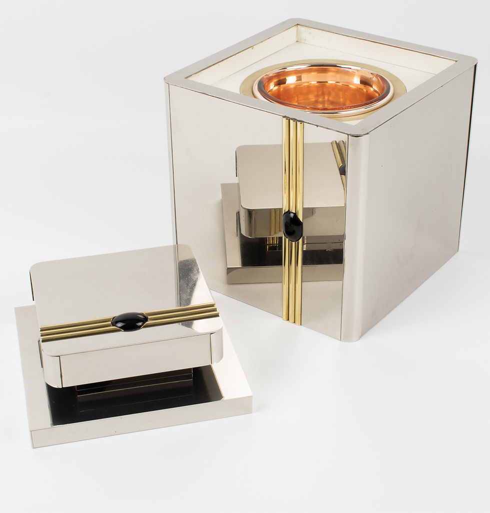 Thumbnail: Romeo Rega Barware Brass and Chrome Ice Bucket Cooler, circa 1970