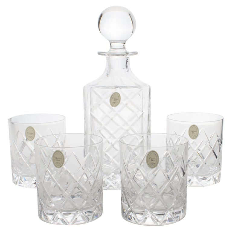 Christian Dior Crystal Decanter and Glasses Set, 5 pieces in Original Box