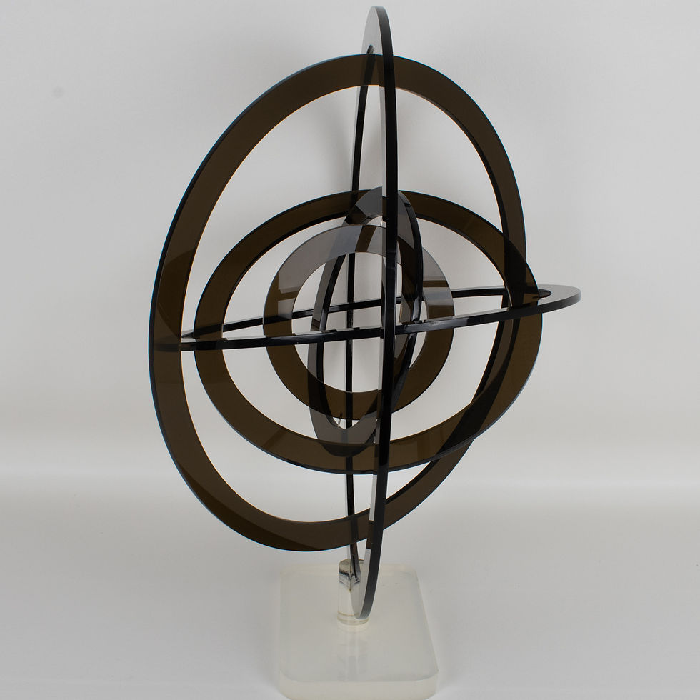 Thumbnail: Modernist Gray Lucite Kinetic Celestial Orbit Sculpture Astrolabe, circa 1970