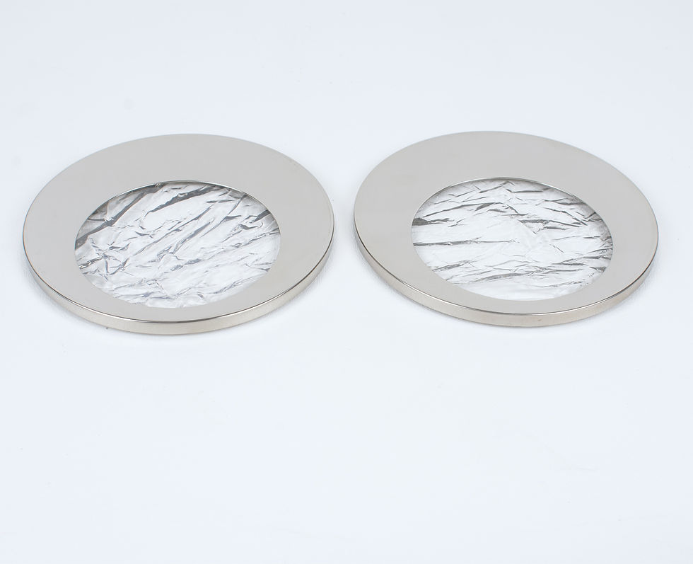 Willy Rizzo Ice Effect Lucite and Chrome Barware Coasters Set