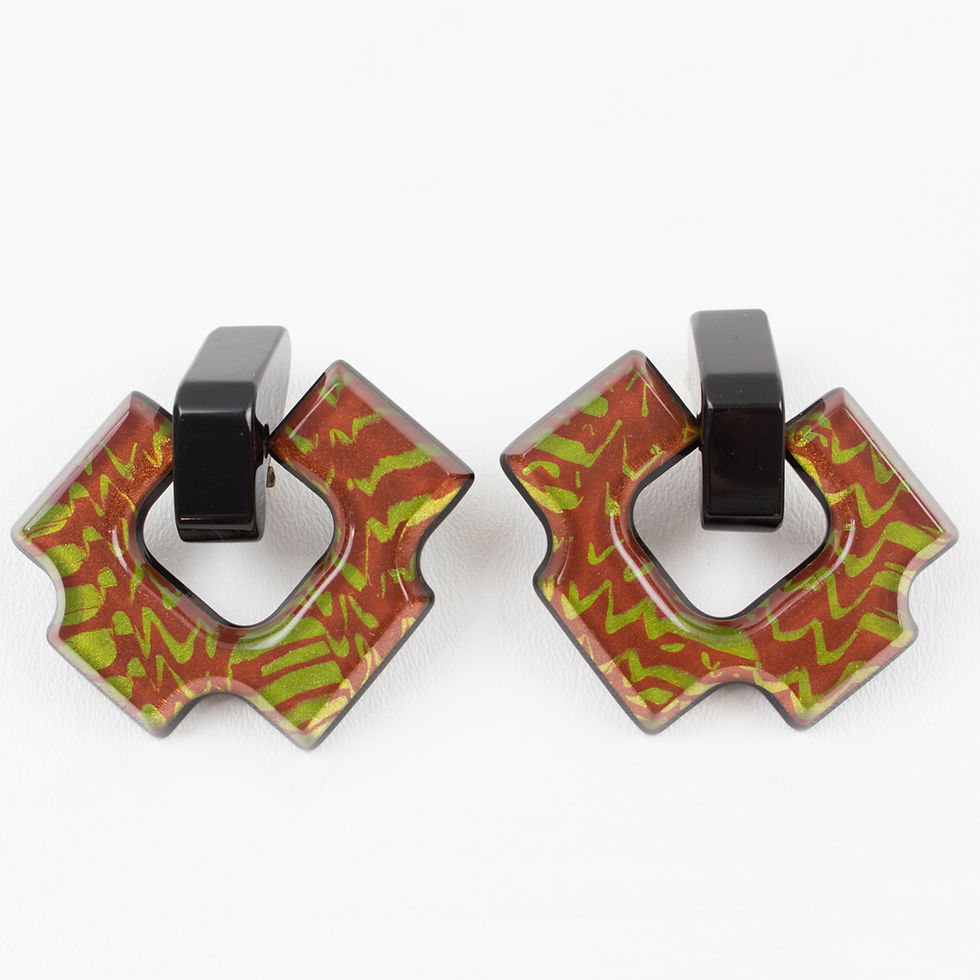 Thumbnail: Kaso Oversized Lucite Clip Earrings Door Knocker Design