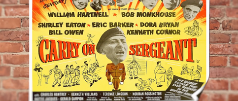 Carry On Sergeant movie poster: William Hartnell, Bob Monkhouse, Shirley Eaton, Eric Barker, Dora Bryan, Bill Owen, Kenneth Connor