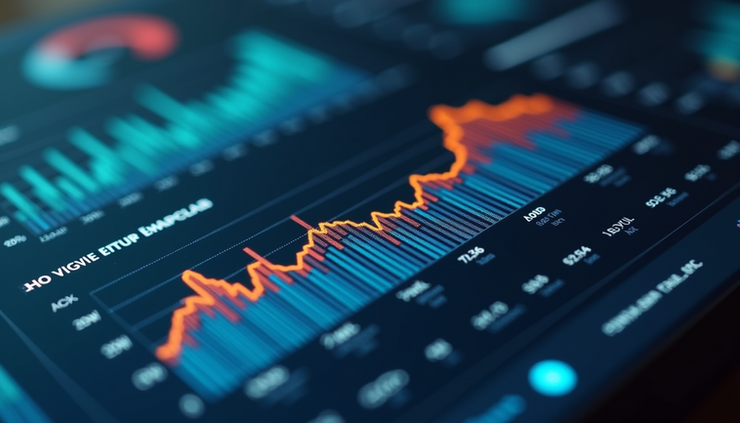 Eye-level view of a digital dashboard showing multi-channel marketing data