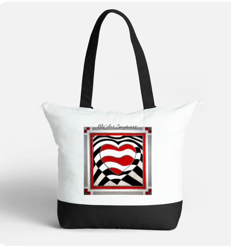 Artistic Tote Bag with zipper