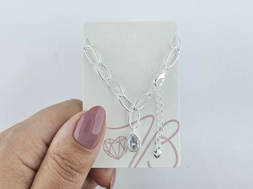 Pulseira de Elos com Pingente Gota