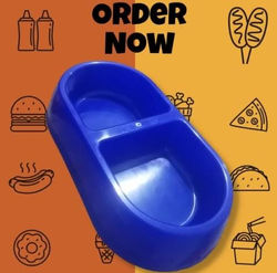 Plato dividido de color azul