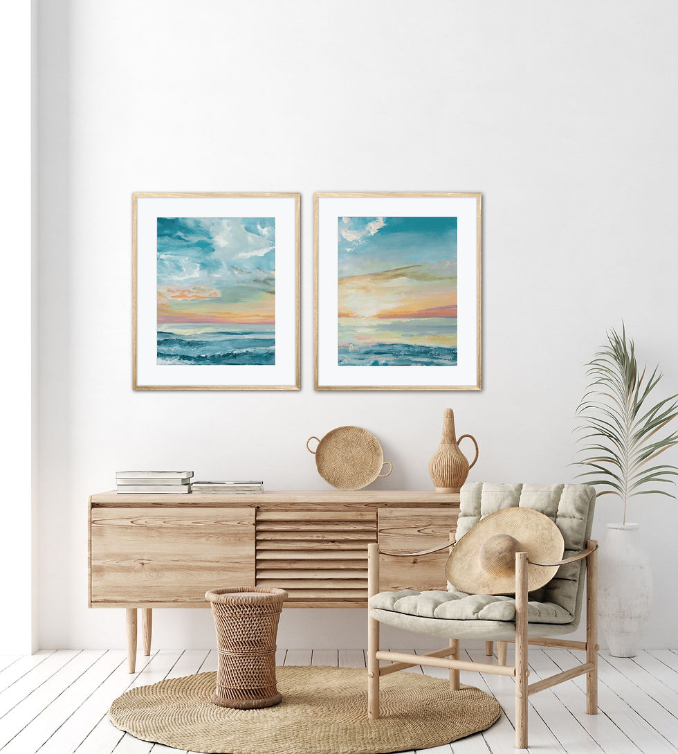 Seaside Teal set of 2 | vertical canvas prints