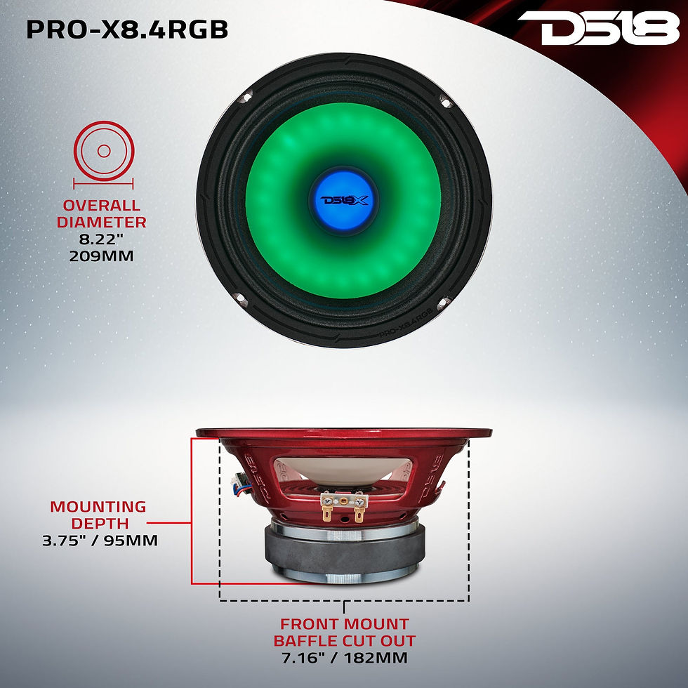 תמונה ממוזערת: 8" Mid-Range Loudspeaker with Dual RGB LED For Cone & Dust Cap 275 Watts 4-Ohm