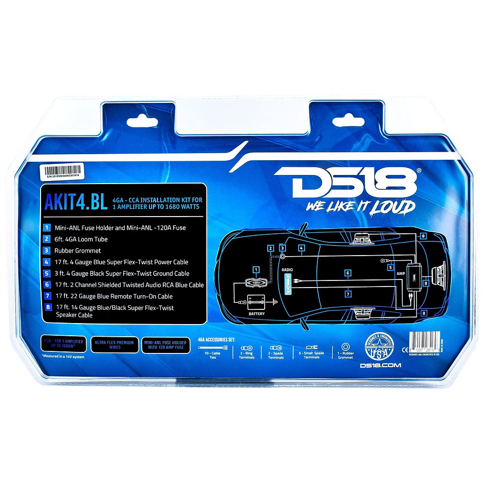 תמונה ממוזערת: 4-GA Amplifier Installation Wiring Kit - Blue