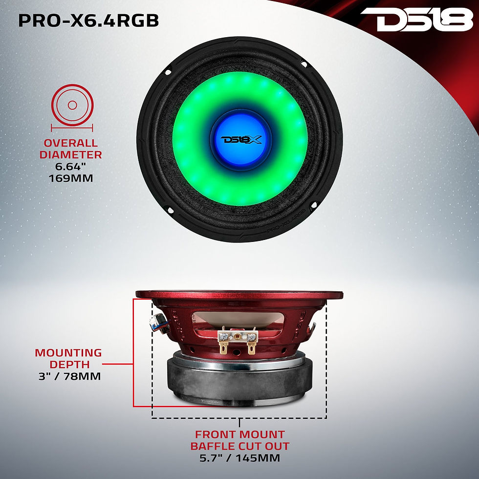 תמונה ממוזערת: 6.5" Mid-Range Loudspeaker with Dual RGB LED For Cone & Dust Cap 250 Watts 4-Ohm