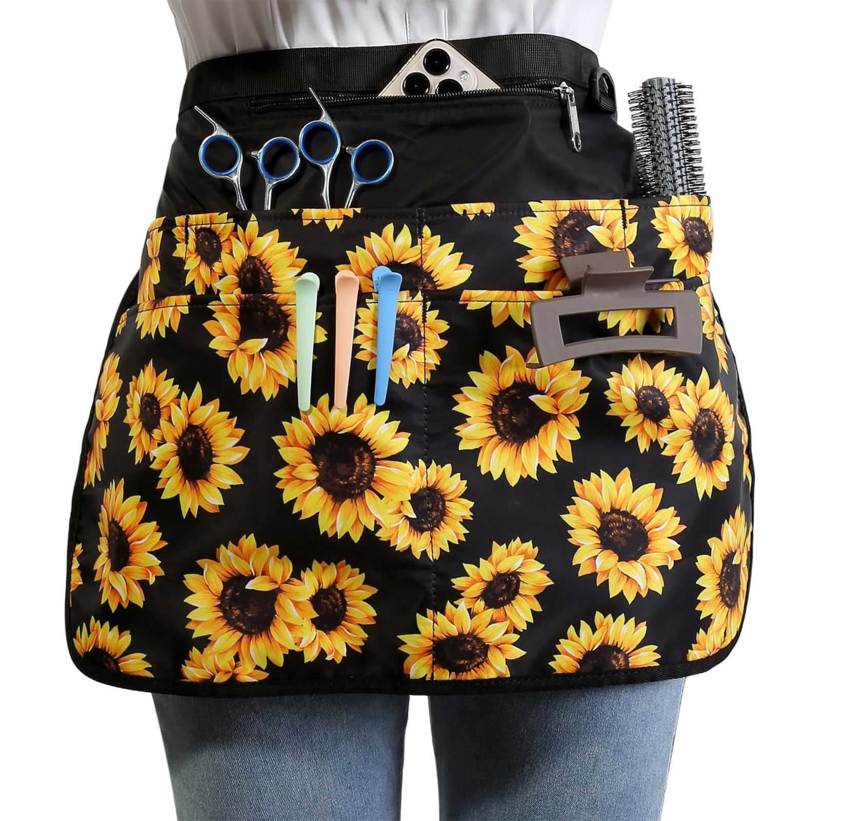 Bafelia Barber Apron with 7 Pockets Waterproof and Bleach-proof Hair Stylist Apr