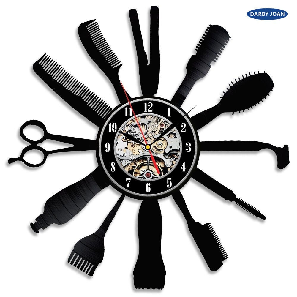 Creative Vinyl Record Wall Clock for Salon Decor