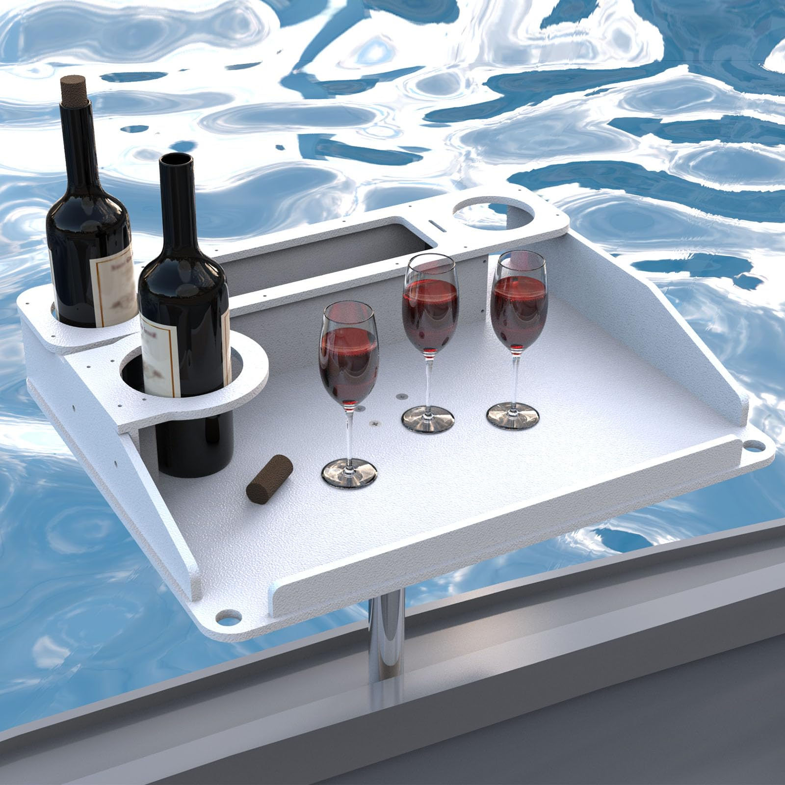 SPIRRELAB 23.2 x 19.2 x 4 Utility Boat Table with Rod Holder Mount Portable Boat