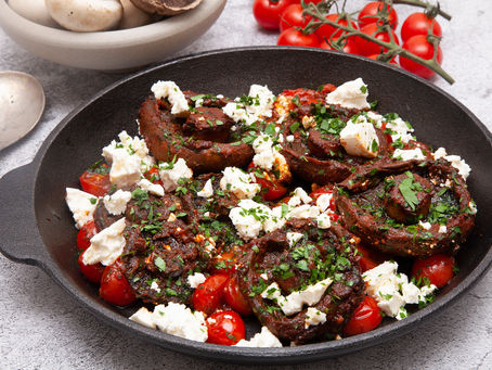 Spiced, baked Portobello mushrooms