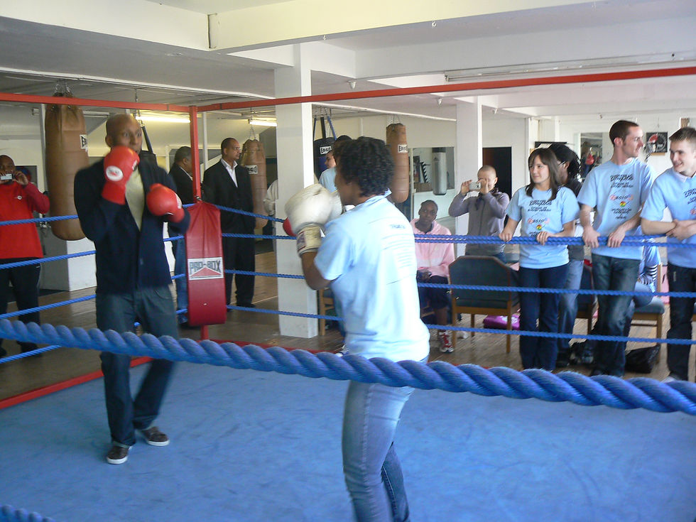 Muhammad Ali Scholars tour of the UK visit a Boxing Club in Bradford