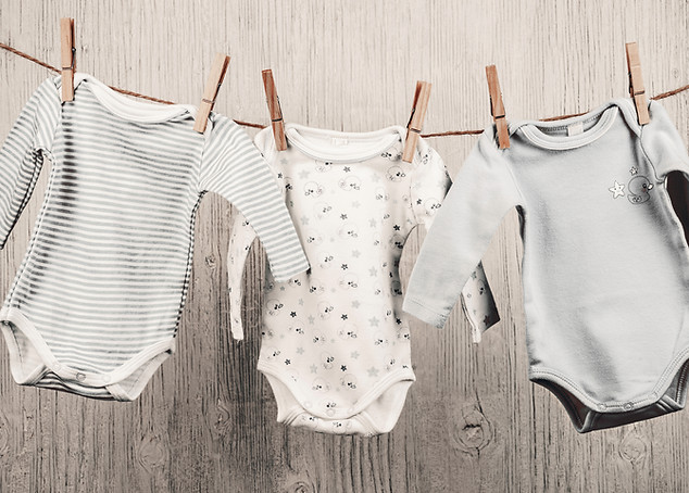 Baby Laundry Hanging on a Clothesline