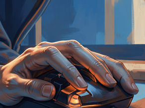 A job seekers hand deciding to click to take an AI interview