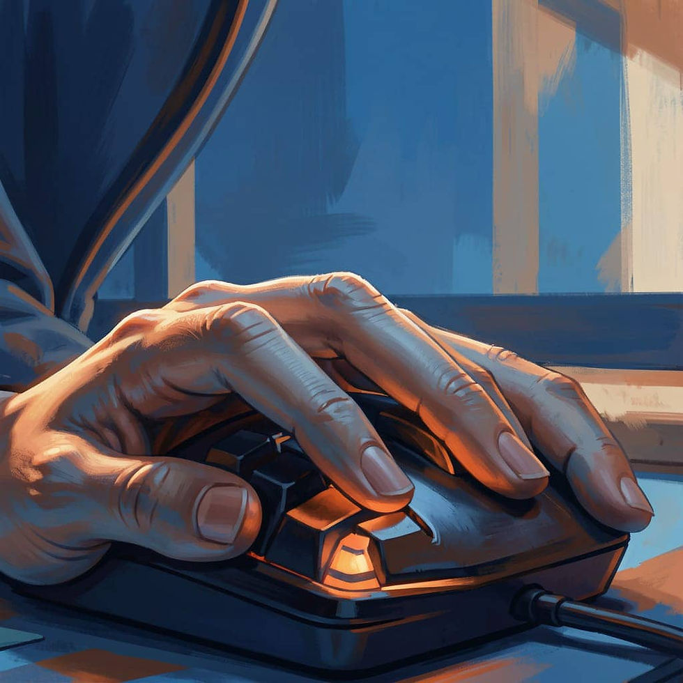 A job seekers hand deciding to click to take an AI interview