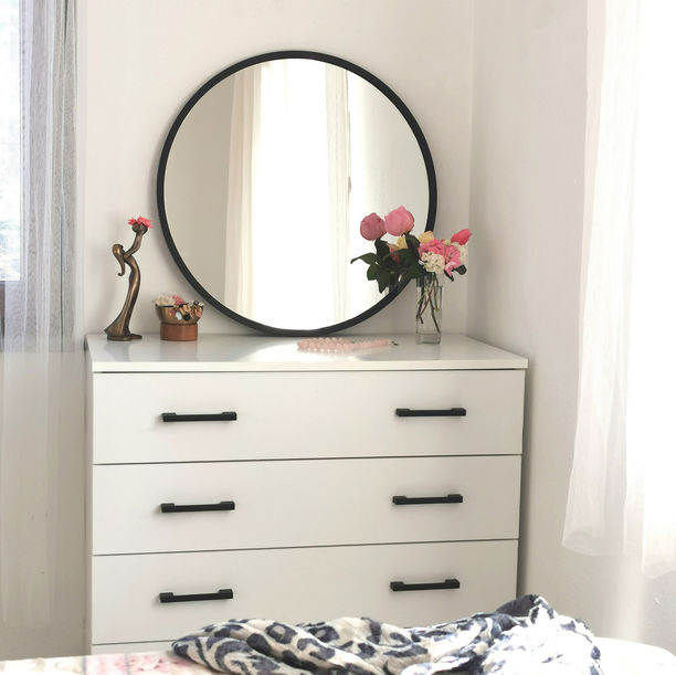 Thumbnail: Siyah Metal cerceve Yuvarlak Ayna A710