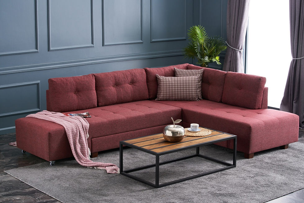 Thumbnail: Manama Corner Sofa Bed Right - Claret Red