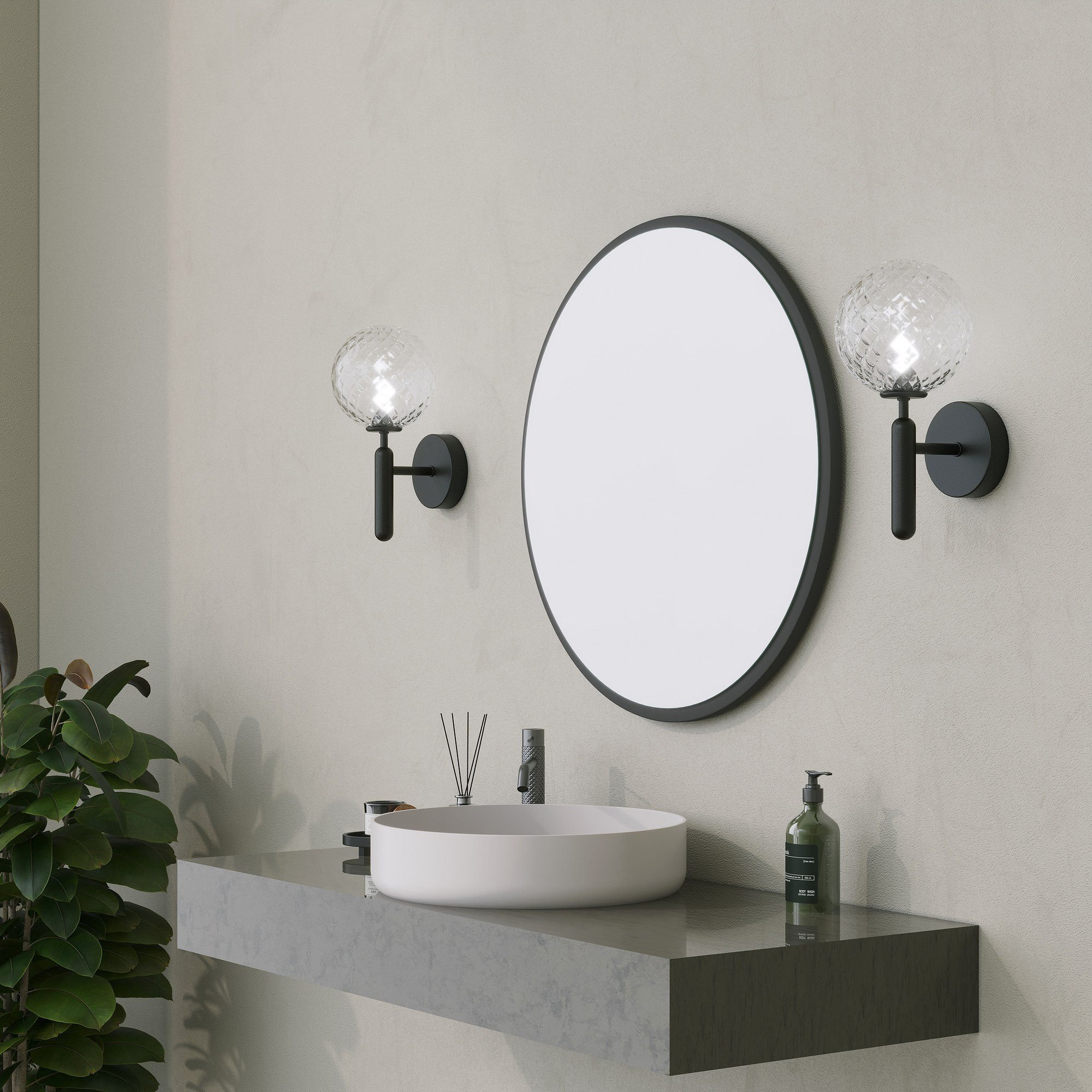 Yuvarlak Mirror - Black
