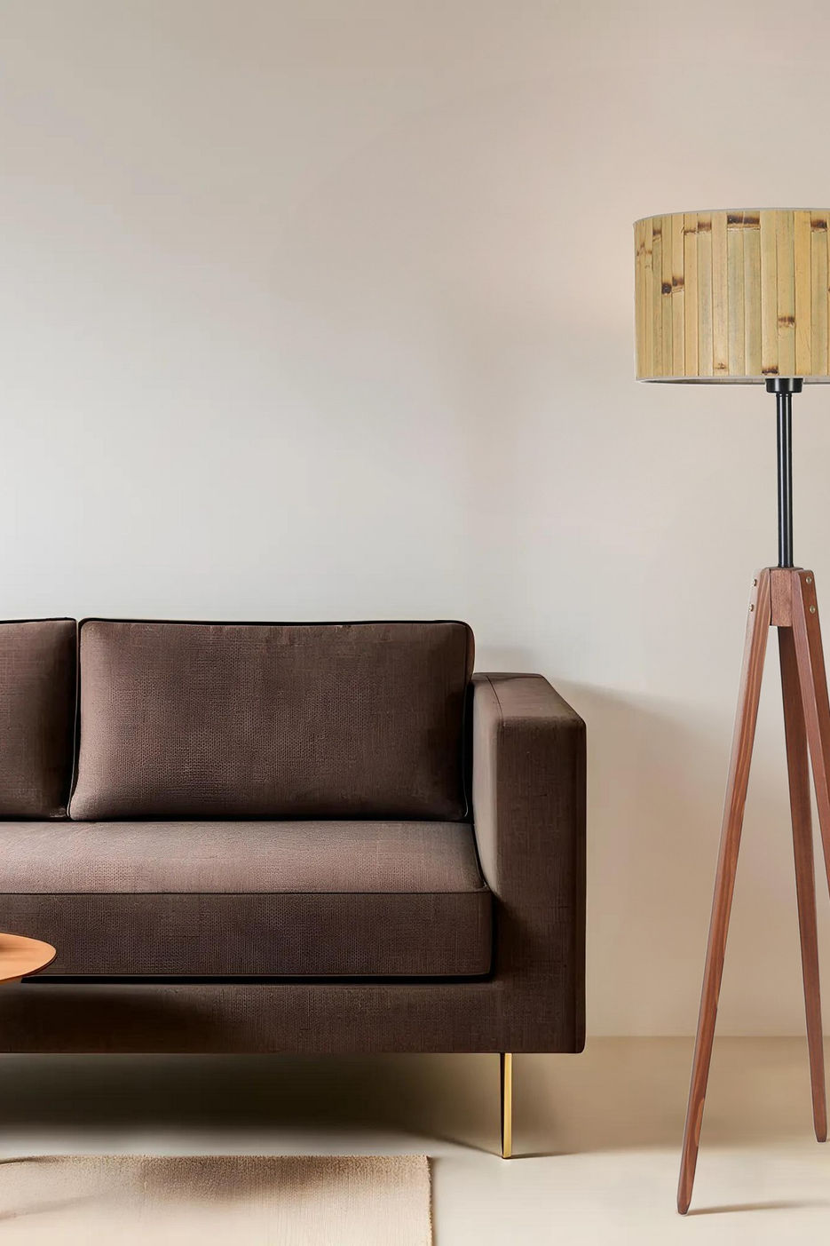 Kanarya Ceviz Lambader Silindir Bambu 02 Abajurlu