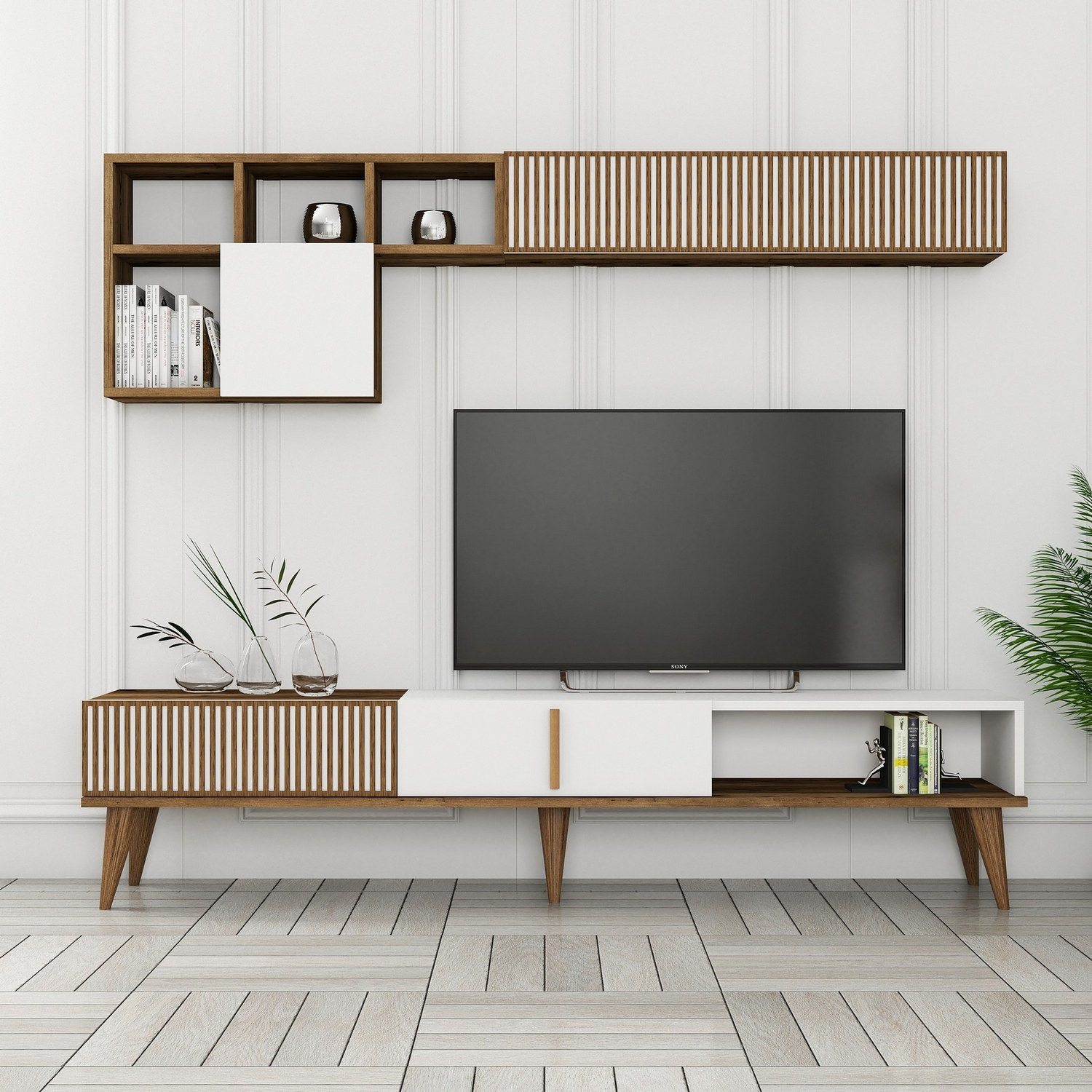 Milan TV - Walnut, White