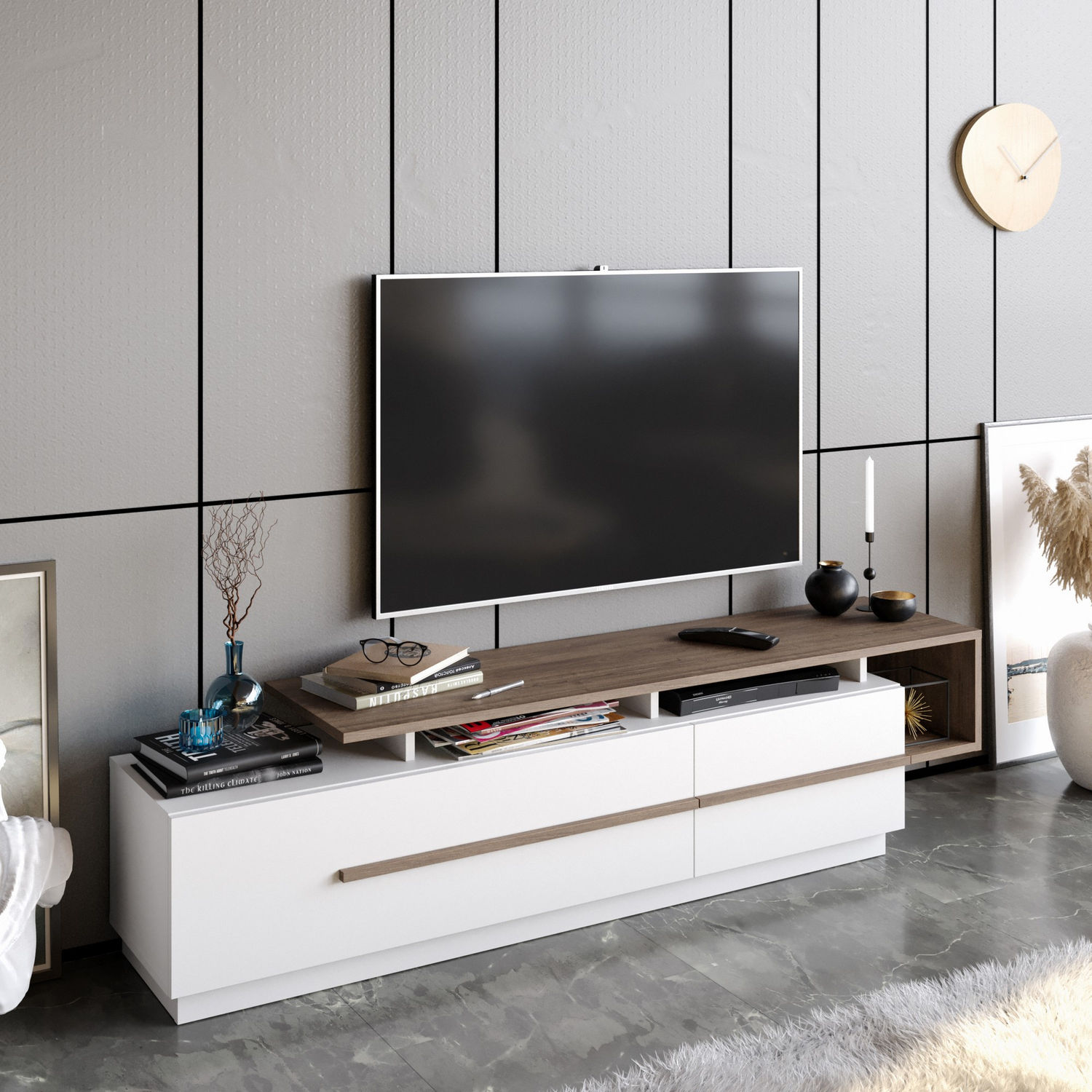 Pia - Walnut, White
