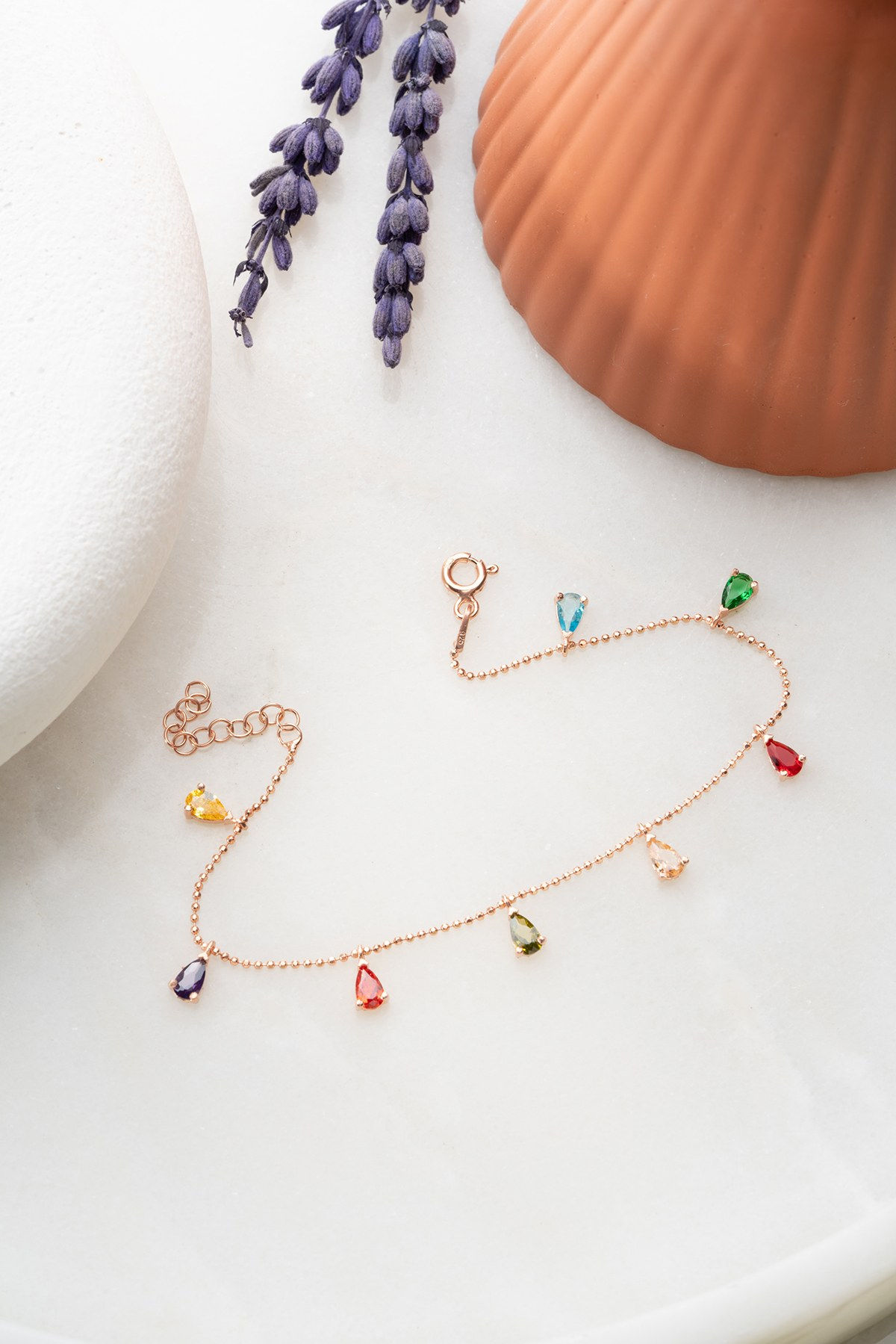 LuxeZir RoseSilver Charm Bracelet