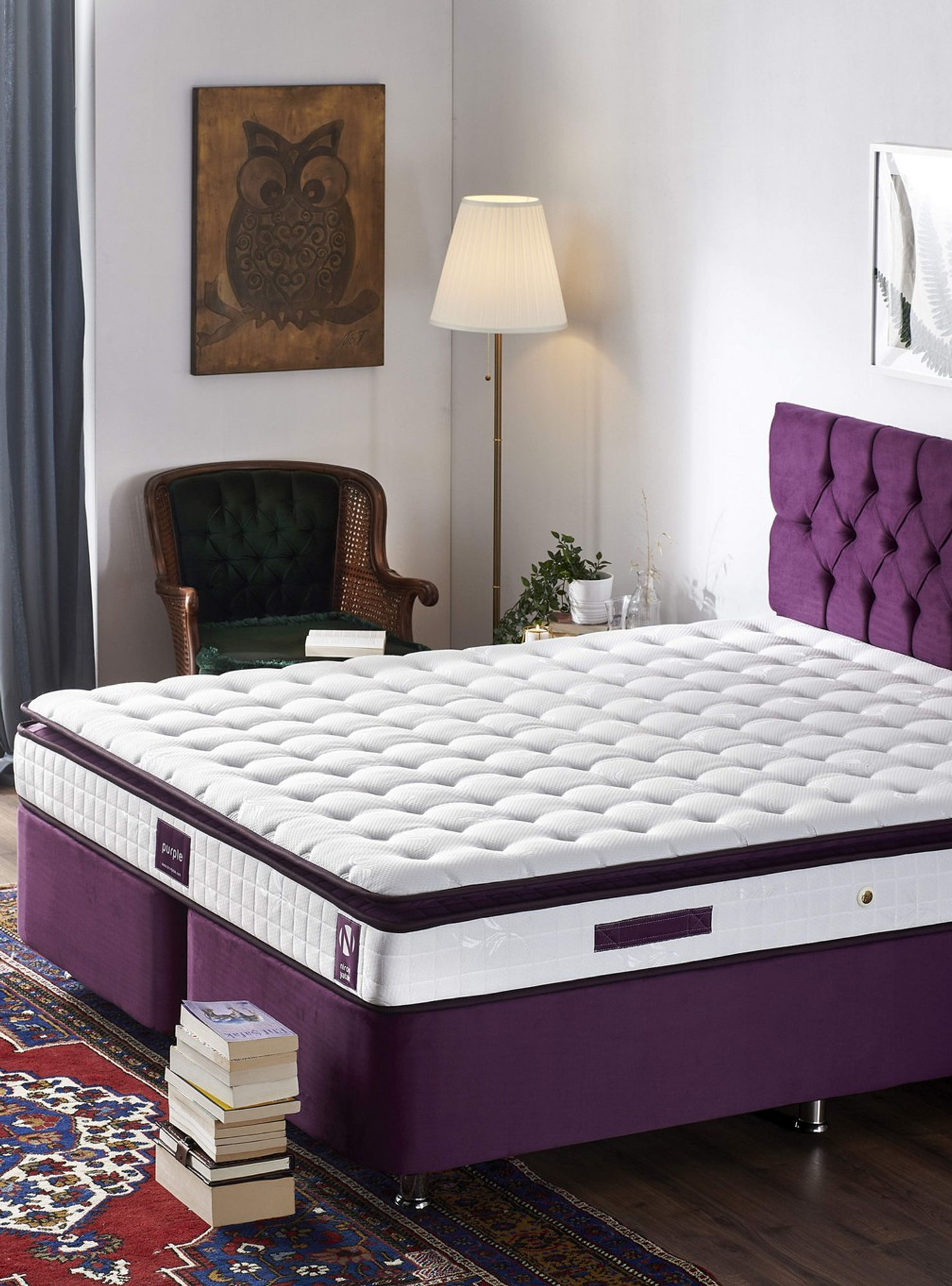 Purple 150x200 cm Double Size Padded Soft Mattress